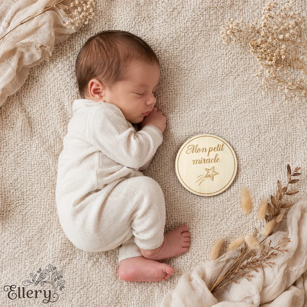 Bébé photographié avec un disque d'étape Ellery